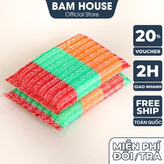 Combo 2 Cước rửa chén Bam House cam đỏ siêu dày lõi mút kháng khuẩn cao cấp CCR08