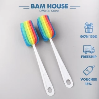 Dụng cụ chùi rửa ly, cốc, bình Bam House cầu vồng cao cấp CR01