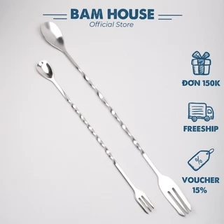 Muỗng khuấy inox pha chế quầy bar Bam House 2 đầu cao cấp MKQB01