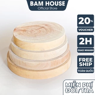 Thớt gỗ xà cừ Bam House loại tròn nhiều kích thước cao cấp TGT01
