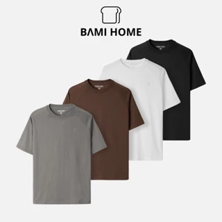 Áo thun raglan cổ tròn BAMI HOME form rộng oversize phong cách năng động dành cho nam nữ AUN04