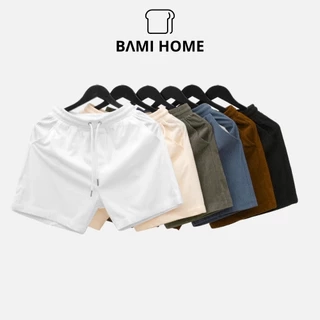Quần short nhung tăm Nam Nữ BAMI HOME cao cấp form regular năng động thoải mái QNG02