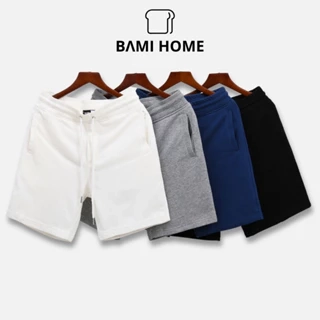 Quần short nỉ cao cấp BAMI HOME phong cách unisex có lai và dây rút dễ phối đồ QN02
