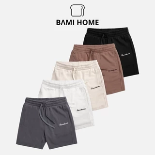 Quần đùi thun nam có túi BAMI HOME quần short SIGNATURE vài nỉ chân cua co giãn QN26