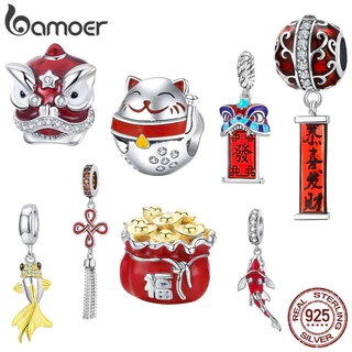 Bamoer Bạc 925 Quyến Rũ Trung Quốc Hạt Năm Mới Quà Tặng Cho Vòng Tay DIY Vòng Cổ