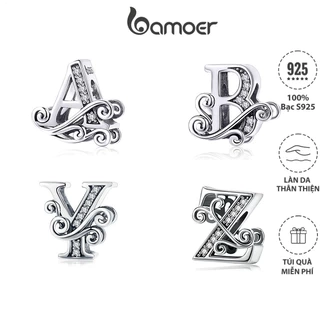 Bamoer Hạt Charm Bạc 925 Chữ Cái A~Z Cho Tự Làm Vòng Tay Vòng Cổ Bán Phụ Kiện