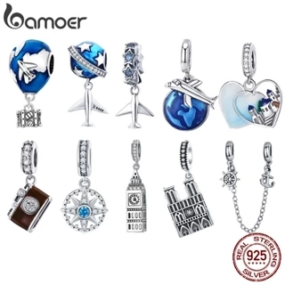 Bamoer Hạt Xỏ Lỗ Bằng Bạc 925 Hình Máy Ảnh & Khinh Khí Cầu diy Làm Quà Tặng Cho Nữ