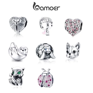 Hạt charm BAMOER AIC020 kiểu động vật thời trang dùng làm vòng tay thủ công lỗ 4.5mm