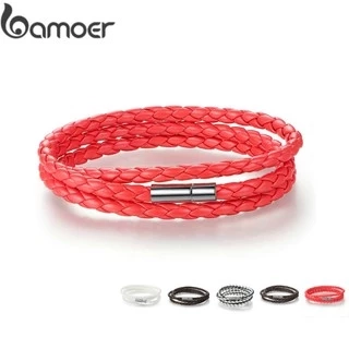 Vòng tay BAMOER PI0063 thiết kế dây da với khóa từ tính có thể điều chỉnh năng động cho nam nữ