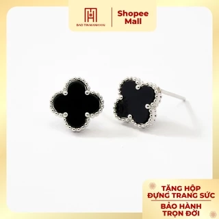 Bông tai bạc 925 màu bạc và vàng cỏ 4 lá cao cấp Bảo Tín Mạnh Hải BCBTB92KD0-401001