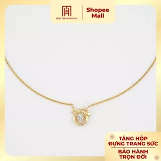 Dây chuyền vàng 10K Bảo Tín Mạnh Hải hoạ tiết cỏ 4 lá khảm đá thanh lịch phong cách Ý PYD2V10KDH-412008
