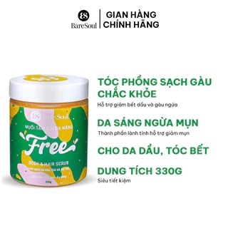 Muối gội tẩy tế bào chết da đầu, tóc chứa AHA BareSoul BLISS Hair Scrub 330g