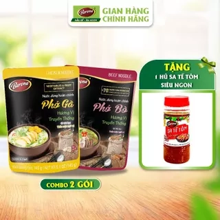 Combo 1 gói Nước dùng Phở Bò 150g và 1 gói Nước dùng Phở Gà 145g [Tặng 1 hũ Sate Tôm Siêu Ngon 100g]