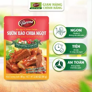 Gia Vị Sườn Xào Chua Ngọt Barona 80g ướp ngon chuẩn vị không cần nêm nếm