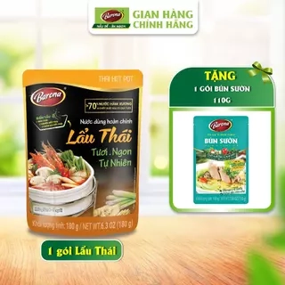 Nước Dùng Lẩu Thái Barona 180g tươi ngon chuẩn vị không cần nêm nếm [Tặng 1 Gói Bún Sườn 110g, HSD: 12/2025]