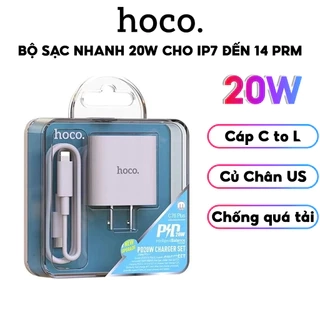 Bộ Sạc Nhanh PD 20W Chính Hãng HOCO Cho IP 7-8-X-Xr-Xs-Xsm-11-12-13-14-15-Pro-Plus-Promax - Không Nóng Máy, Không Đơ