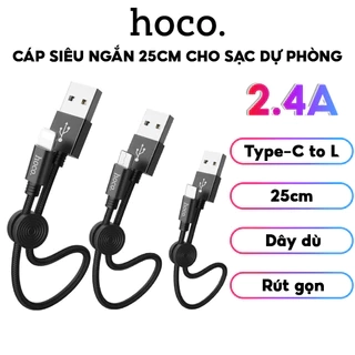 Dây Cáp Sạc Nhanh 2.4A Siêu Ngắn 25 CM Tiện Lợi Dùng Cho Sạc Dự Phòng Chuẩn USB to IP, Micro ,Type C