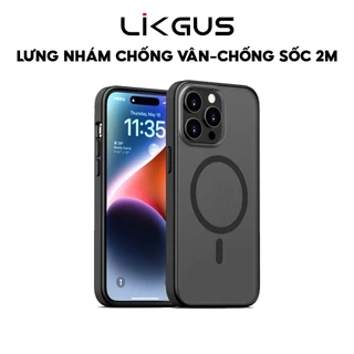 Ốp LIKGUS-Lưng Nhám Chống Vân-Chống Ố-Chống Sốc-Hỗ Trợ Sạc Không Dây Cho IP Series 11-12-13-14-15-16