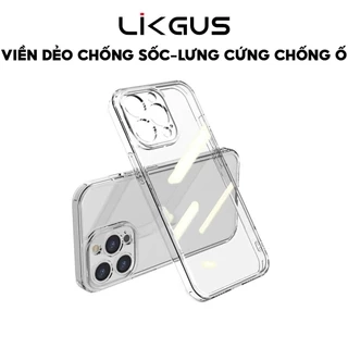 Ốp Lưng Likgus Trong Suốt Màng Bảo Vệ Camera Viền TPU Dẻo Chống Ố Vàng Cho IP 11-12-13-14-15-Pro-Plus-Promax