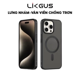 Ốp Lưng Nhám Chống Vân - Sạc Không Dây-Viền Chống Trơn Chính Hãng LIKGUS Dùng Cho IP 11-12-13-14-15
