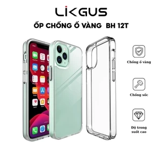 Ốp Lưng Trong Suốt Không Ố Vàng Chính Hãng LIKGUS Lưng Nhựa PC Cứng Viền Cứng Cho IP Series 11-12-13-14-15-16-Pro-Plus