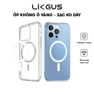 Ốp Trong Suốt Không Ố Vàng Chính Hãng LIKGUS Cho IP 11-12-13-14-15-Pro-Plus-Promax - Lưng Cứng, Viền Cứng-Sạc Không Dây