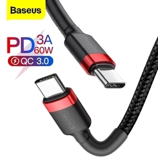Cáp Baseus USB Type C sang USB Type C cho Samsung S8 S9 Plus Điện thoại di động Xiaomi PD 60W QC3.0 3A Cáp sạc nhanh cho loại C
