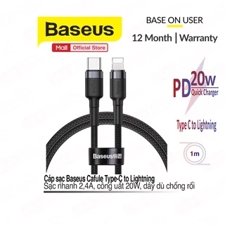 Cáp sạc Typec to IP PD20W 3.0A Baseus Cafule Cable dùng cho iP6/7/8/10/11/12/13/14 Sạc nhanh và truyền dữ liệu