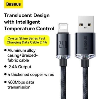 Cáp sạc nhanh tốc độ cao siêu bền USB to iP Baseus Crystal Shine Series 2.4A