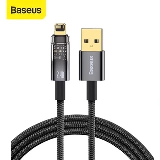 Cáp sạc tự ngắt Baseus Explorer Series USB dùng cho iPhone/iPad 2.4A vải dù siêu bền dài 100CM ( Đen )