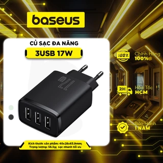 Củ sạc nhanh Baseus Compact 3 cổng Usb 17W EU