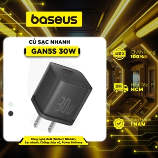 Củ sạc nhanh Type-C Baseus GaN5S 30W US Black cho Macbook Smartphone tablet