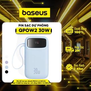 Pin sạc Dự Phòng Baseus Qpow2 20000mAh PD 22.5W Hai Cổng Tiện Dụng Cho Series iP Samsung Điện Thoại