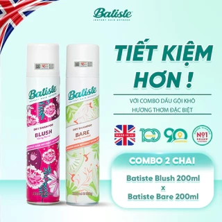 Combo 2 Chai Dầu Gội Khô Batiste 200ML Giúp Tóc Hết Bết Dính Tươi Mát Tức Thì (Original&Fresh 200ml)