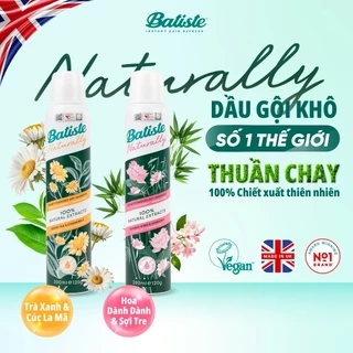 2 Chai Dầu Gội Khô Batiste 100% Naturally Tinh Chất Thiên Nhiên Giúp Tóc Hết Bết Dính, Tươi Mới 200ml