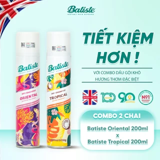 2 Chai Dầu Gội Khô Batiste 200ML Tặng 1 Lược Chải Làm Phồng Tóc (Oriental & Tropical 200ml)