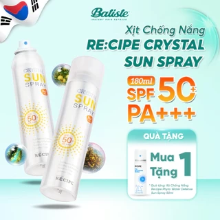 Xịt Chống Nắng Crystal Sun RECIPE Spray Hàn Quốc SPF50+ PA+++ 80ml/ 180ml Chống Nắng Cho Mặt & Body
