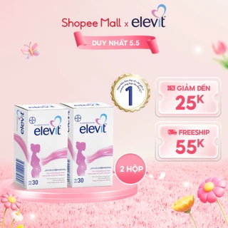 Bộ 2 Hộp Vitamin Bầu Tổng Hợp Elevit Cho Phụ Nữ Trước, Trong và Sau Thai Kỳ (30 Viên/ Hộp)
