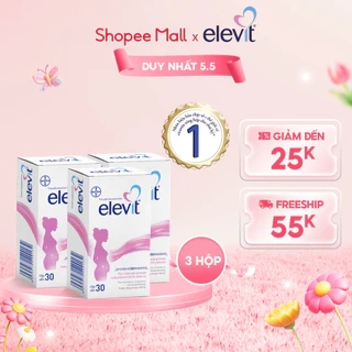 Bộ 3 Hộp Vitamin Bầu Tổng Hợp Elevit Cho Phụ Nữ Trước, Trong và Sau Thai Kỳ (30 Viên/ Hộp)
