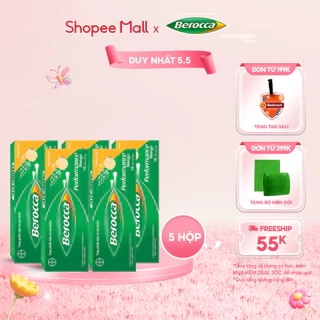 Combo 5 hộp Viên sủi Berocca bổ hỗ trợ năng lượng bổ sung Vitamin 10 Viên/hộp