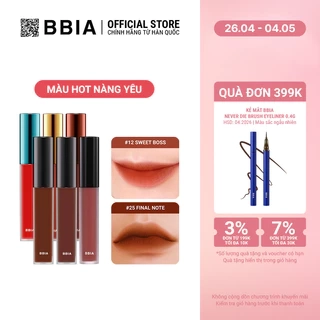 Son Kem Bbia Last Velvet Lip Tint - Màu HOT Nàng Yêu (5g)