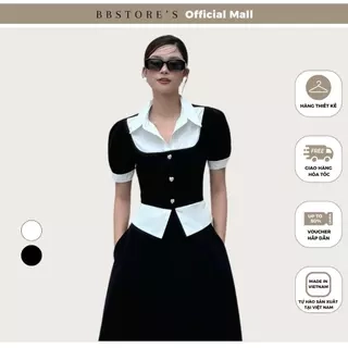BBSTORE’S Áo Kiểu Tay Ngắn Phối Sơ Mi Thanh Lịch - A3773A