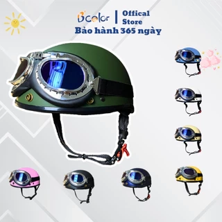 Mũ Bảo Hiểm Nửa Đầu Màu Trơn Kèm Kính Thời Trang Chính Hãng B'COLOR