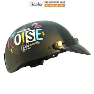 Mũ Bảo Hiểm Màu Đen Có Chữ Noise Loại Nửa Đầu Kèm Kính Thời Trang B'COLOR
