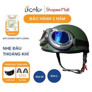 Mũ Bảo Hiểm Màu Xanh Rêu Nhám Hàng Chính Hãng B'color
