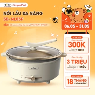Nồi Lẩu Điện Đa Năng 5L Bear Chiên Xào Nấu Đế Tách Rời Sôi Nhanh Tiết Kiệm Điện Nhiệt Tỏa Đều Siêu Chống Dính NL05F