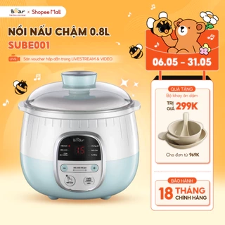 Nồi Nấu Cháo Chậm 0.8L BEAR Nồi Nấu Chậm Nồi Chưng Yến Cách Thuỷ Nồi Nấu Cháo Cho Bé Nấu Chậm Đậm Dưỡng Chất SUBE001