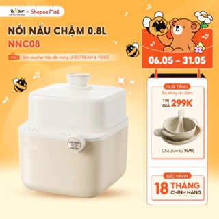 Nồi Nấu Cháo Chậm BEAR 0.8L 7 Chế Độ Nồi Nấu Chưng Yến Hầm Hấp Ninh Cháo Cách Thủy Giữ Trọn Chất Dinh Dưỡng NNC08