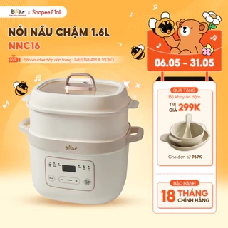 Nồi Nấu Cháo Chậm BEAR 1.6L 6 Chế Độ Ninh Nấu Hầm Chưng Yến Hấp Cách Thuỷ Tiện Lợi Giữ Chất Dinh Dưỡng SB-NNC16