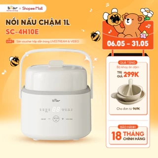 Nồi Nấu Cháo Chậm BEAR 1L Có Xửng Hấp 8 Chế Độ Nấu Hầm Nồi Chưng Yến Nồi Nấu Chậm Cho Bé Giữ Trọn Dinh Dưỡng SC-4H10E